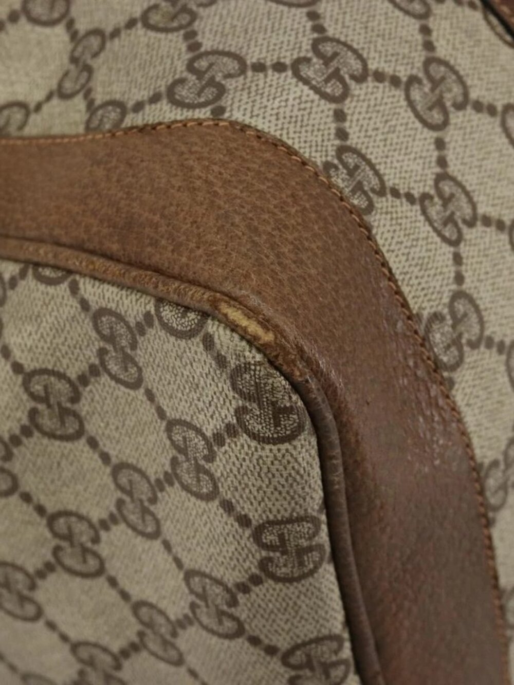 GUCCI GG Supreme Boston Bag PVC Beige Gold Auth 184499 - Picture 12 of 14